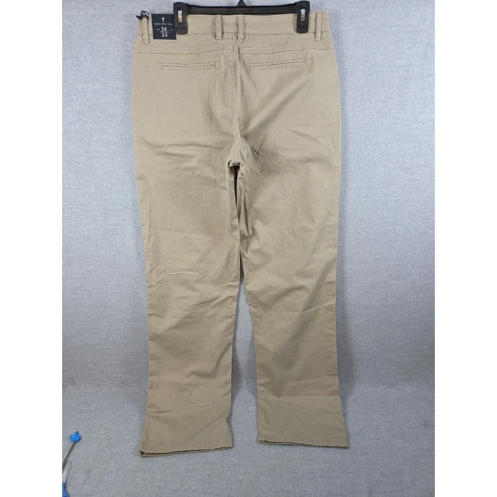 American Tall Khaki Chino Pants 34x34 Mason Semi Relaxed Stretch Comfort NEW